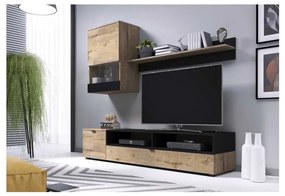 Set mobilier living Aise, stejar lefkas / negru