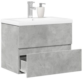 vidaXL Set mobilier de baie, 2 piese, gri beton, lemn compozit