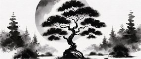 Tablou – Bonsai alb-negru (120x50 cm)
