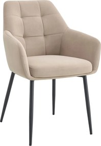 Scaun UGO NEW, bej/negru, stofa catifelata/metal, 58x62x85 cm
