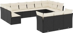 vidaXL Set mobilier de grădină cu perne, 13 piese, negru, poliratan