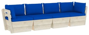 Canapea gradina din paleti, 4 locuri, cu perne, lemn de molid Albastru, 4 locuri, 1