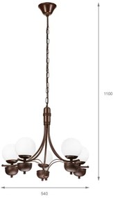 Lustră pe lanț Brilagi COTTAGE 5xG9/40W/230V stejar/alb