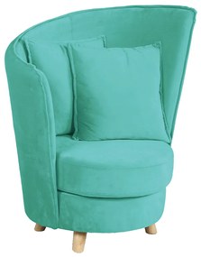 Fotoliu în stil Art Deco, catifea Velvet neo mentă/stejar, ROUND
