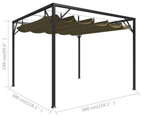 Pavilion gradina, acoperis retractabil gri taupe 3x3 m 180 g m   Gri taupe