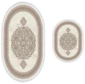 Set 2 Covorase de Baie 410602-O, Poliester, Crem / Bej