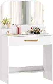HOMCOM Masă de toaletă cu oglindă, masă compactă cu 3 sertare, Alb | Aosom Romania