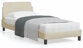 373070 vidaXL Cadru de pat cu tăblie, crem, 80x200 cm, textil