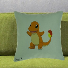 Perna Personalizata Charmander Pokemon, 40x40 cm, Verde, Husa Detasabila, Perna Inclusa, BEKZ®