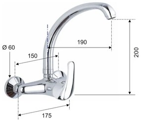 Aqualine - Baterie pentru chiuvetă KASIOPEA, 20 cm, crom lucios