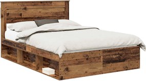 vidaXL Cadru de pat Lemn vechi 140 x 190 cm Lemn de pin masiv