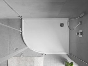 Mexen Flow cadă de duș asimetrică semicirculară slim dreapta 100 x 80 cm, alb lucios - 46Q108010R