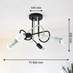 Lustră aplicată OXFORD 4xE27/15W/230V negru/verde