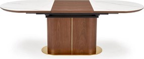 Masa extensibila GIBSON, alb/nuc/auriu, piatra sinterizata, 160/220x90