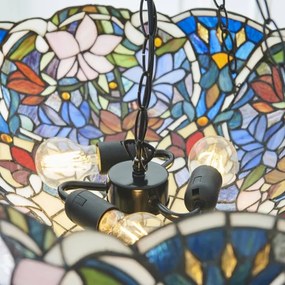 Endon 111887 - Candelabru cu lanț Tiffany SULLIVAN 3xE27/10W/230V Ø 57 cm