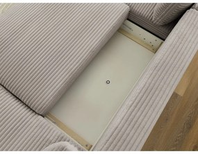 Colțar gri deschis/bej extensibil/cu spațiu de depozitare cu tapițerie din catifea reiată (cu colț pe partea stângă/în formă de "U") Lucien – Bobochic Paris