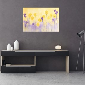 Tablou - Flori mov și galbene (90x60 cm)