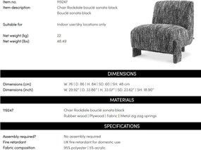 Fotoliu elegant design LUX Rockdale, Boucle sonata black