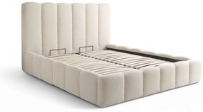 Pat tapițat Aura 180x200 cu spațiu depozitare - bouclé bej deschis Quelle 02