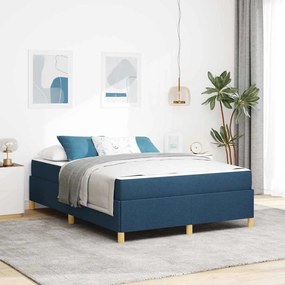 vidaXL Pat cu arcuri Altele Albastru și Alb 160 x 200 cm țesătură