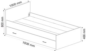 Pat de o persoană 100 cm Podume (alb) (cu somieră). 1094840
