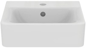 Lavoar suspendat alb 40 cm, dreptunghiular, orificiu baterie si preaplin, Ideal Standard Connect Cube 400x360 mm