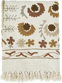 Pătură din bumbac brodată manual cu motive suzani, 130×180 cm, „Suzani"