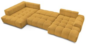 Colțar galben muștar extensibil/cu spațiu de depozitare cu tapițerie din chenille (cu colț pe partea stângă/în formă de "U") Everest – Bobochic Paris