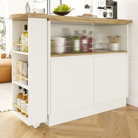 360° Masă de bar rotativă, Alb | Aosom Romania