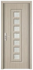 Usa Interior din MDF Novo Doors ND236, Cadru din Lemn Masiv, Geam Sablat, KIT COMPLET, Toc , Manere si balamale incluse (Culoare: Stejar Auriu, Toc: