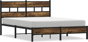 vidaXL Cadru de pat fără saltea, cu tăblie, stejar sonoma, 137x190 cm