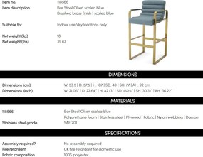 Scaun de bar elegant design LUX Olsen, scalea blue