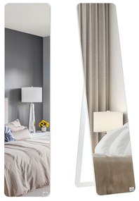 HOMCOM Oglindă pe Picior și de Perete dreptunghiulară dim. 37L x 43l x 156H cm Aspect Lemn Alb | Aosom Romania