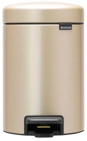 Cos de gunoi cu pedala Brabantia NewIcon 1003195, 3 L, Inchidere lina, Baza antiderapanta, Auriu metalic