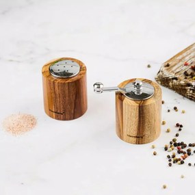 Set rasnitа pentru piper si solnita Klausberg KB 7859, Mecanism ceramic, lLemn de salcam, Maro