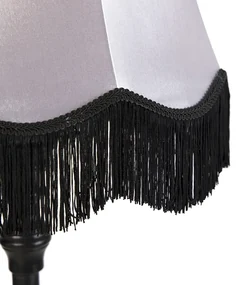 Lampă de podea neagră cu abajur „bunicuță” negru cu gri - Classico