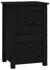 820954 vidaXL Noptieră, negru, 40x35x61,5 cm, lemn masiv de pin