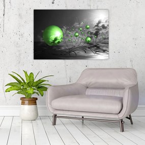 Tabloul bilelor verzi abstracte (90x60 cm)