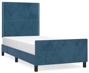 3125676 vidaXL Cadru de pat cu tăblie, albastru închis, 90x200 cm, catifea