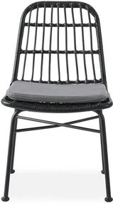 Scaun de gradina K401, gri/negru, rattan sintetic/otel, 47x45x85x43 cm
