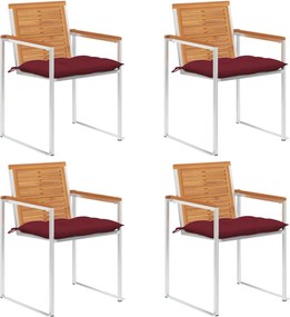 vidaXL Scaune de grădină cu perne, 4 buc., lemn masiv de acacia