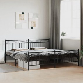 373716 vidaXL Cadru pat metalic cu tăblii de cap/picioare, negru, 200x200 cm