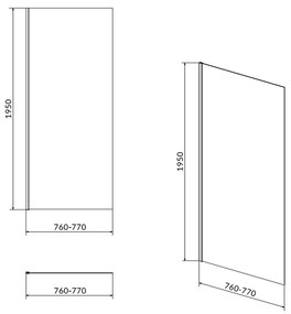 Perete lateral fix 80x195 cm Cersanit Moduo profil crom 800x1950 mm