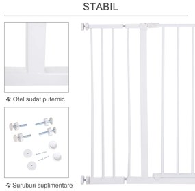 PawHut Barieră de Protecție Extensibilă pentru Câini, din Metal, 76-107x76 cm, Alb | Aosom Romania