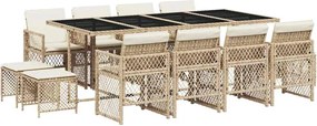 vidaXL Set mobilier de grădină cu perne, 13 piese, bej, poliratan