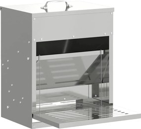 vidaXL Hrănitor cu pedale pentru pui Argintiu 33 x 42 x 40 cm