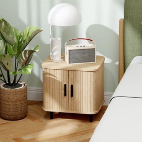 HOMCOM Noptieră, mobilier suplimentar, stil scandinav cu 2 uși glisante și picioare de oțel 48 x 40 x 48 cm, aspect lemn | Aosom Romania