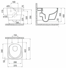 Vas wc suspendat rimless alb Deante, Anemon