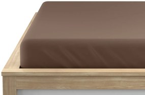 Cearsaf Jersey EXCLUSIVE cu elastic maro inchis 200 x 220 cm
