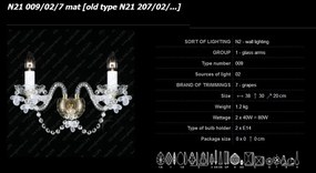 Aplica de perete cristal Bohemia N21 009/02/7 mat